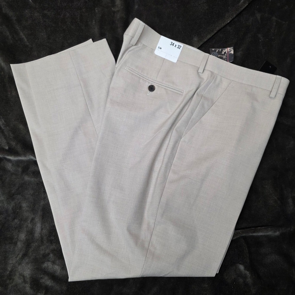 Express Slim Dress Pants Womens 34x32 Beige NWT